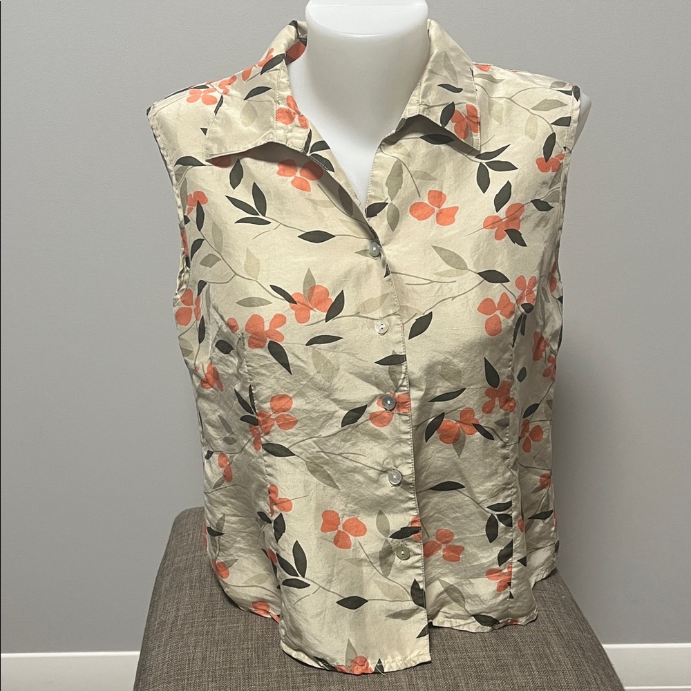 Cleo Sleeveless Silk Blouse- Floral M